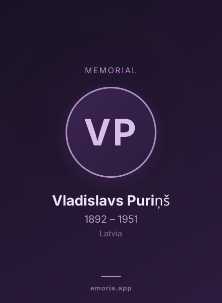 Memorial portrait of Vladislavs Puriņš