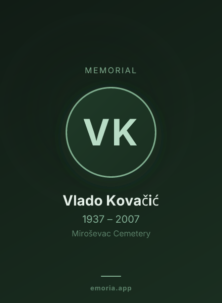 Memorial portrait of Vlado Kovačić