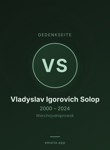 Gedenkportrait von Vladyslav Igorovich Solop