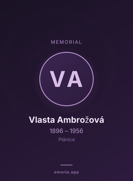 Memorial portrait of Vlasta Ambrožová