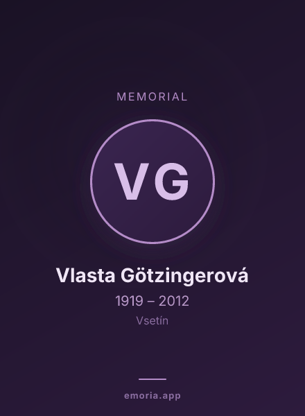 Memorial portrait of Vlasta Götzingerová