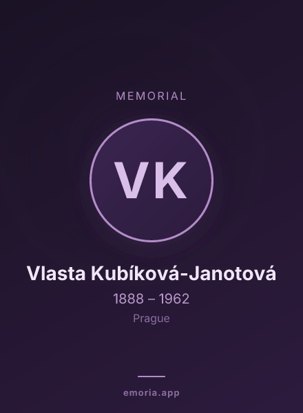 Memorial portrait of Vlasta Kubíková-Janotová