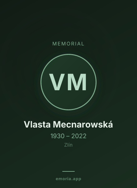 Memorial portrait of Vlasta Mecnarowská
