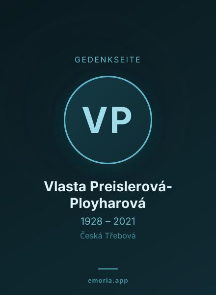 Gedenkportrait von Vlasta Preislerová-Ployharová