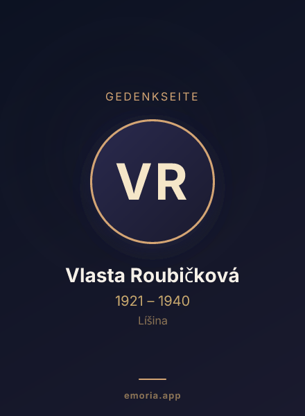 Gedenkportrait von Vlasta Roubičková
