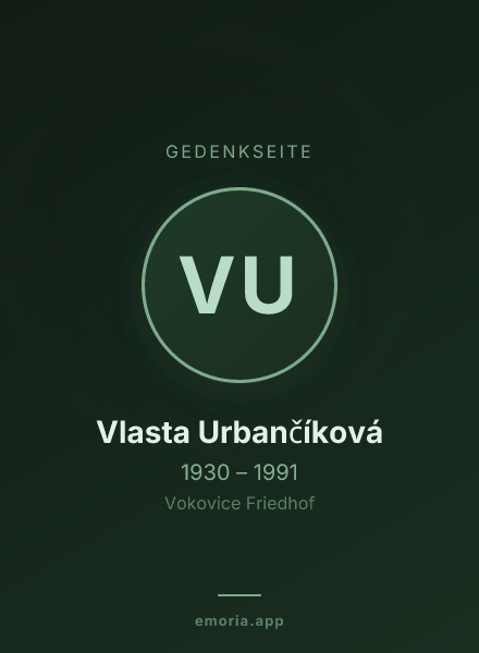 Gedenkportrait von Vlasta Urbančíková