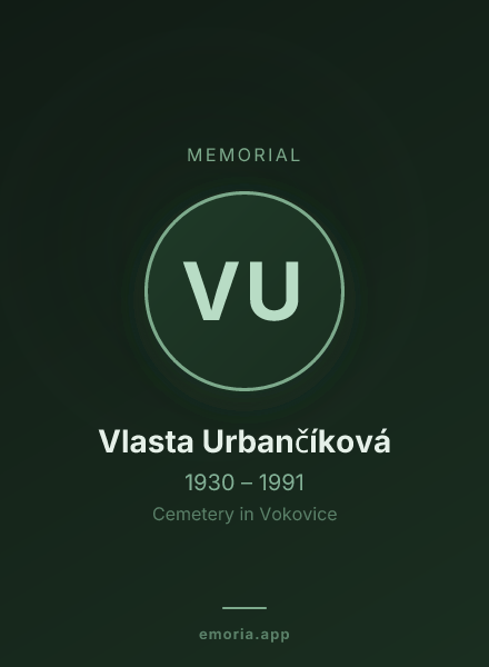 Memorial portrait of Vlasta Urbančíková
