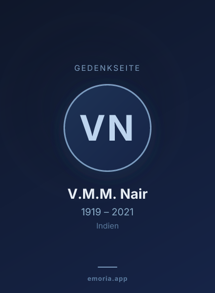 Gedenkportrait von V.M.M. Nair