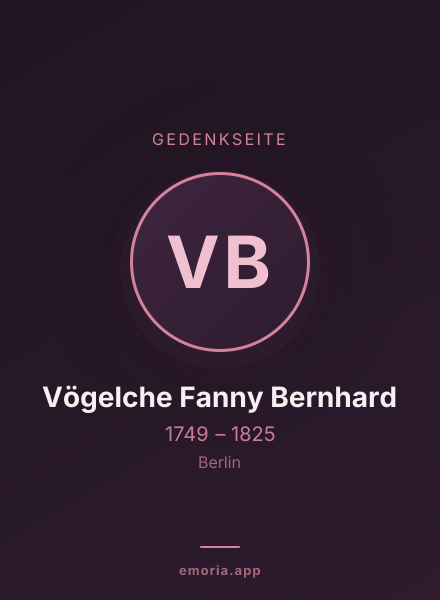 Gedenkportrait von Vögelche Fanny Bernhard