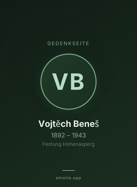 Gedenkportrait von Vojtěch Beneš