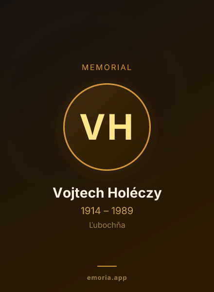 Memorial portrait of Vojtech Holéczy