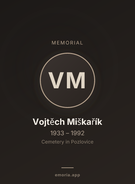 Memorial portrait of Vojtěch Miškařík