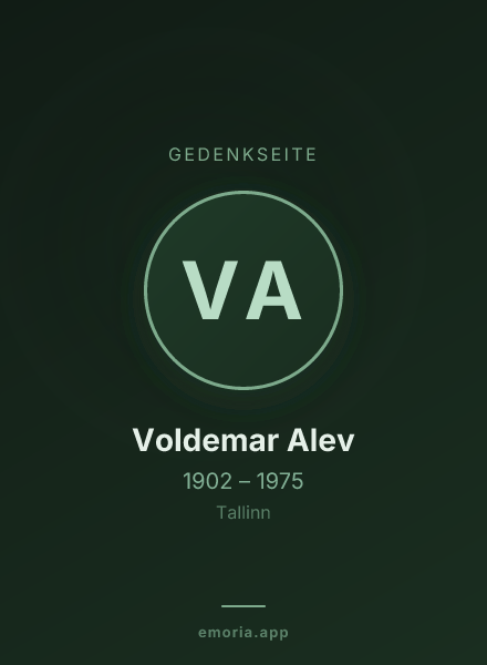 Gedenkportrait von Voldemar Alev