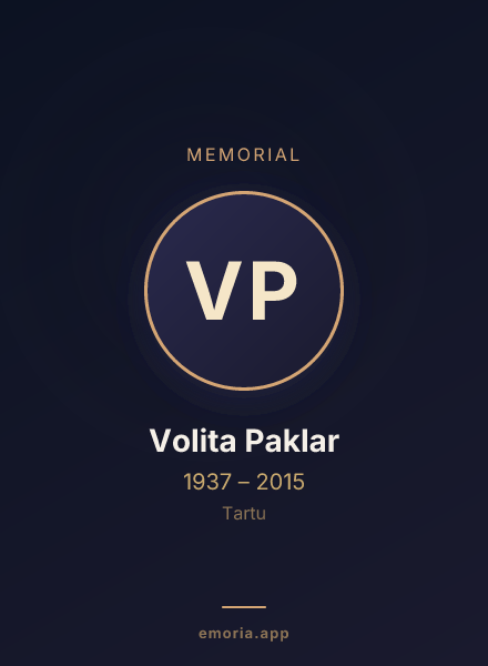 Memorial portrait of Volita Paklar