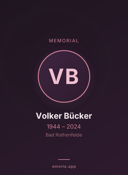 Memorial portrait of Volker Bücker