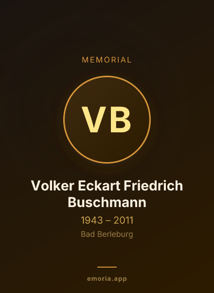 Memorial portrait of Volker Eckart Friedrich Buschmann