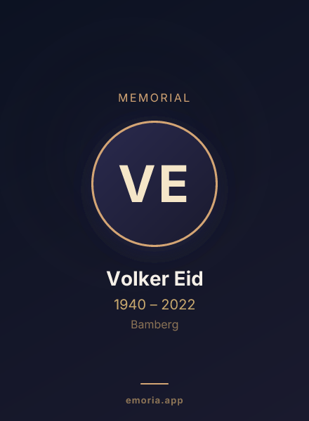 Memorial portrait of Volker Eid