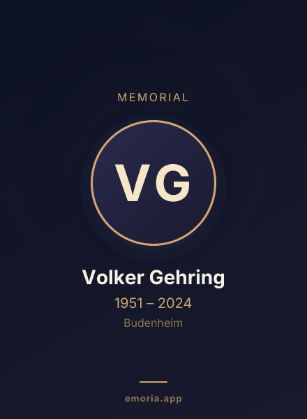 Memorial portrait of Volker Gehring