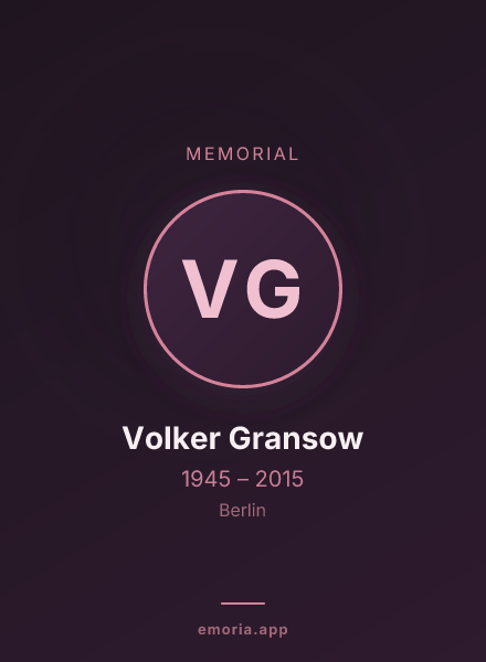 Memorial portrait of Volker Gransow