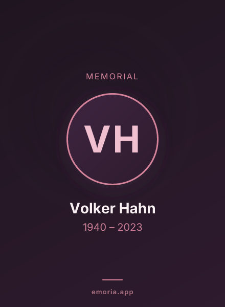 Memorial portrait of Volker Hahn