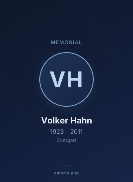Memorial portrait of Volker Hahn