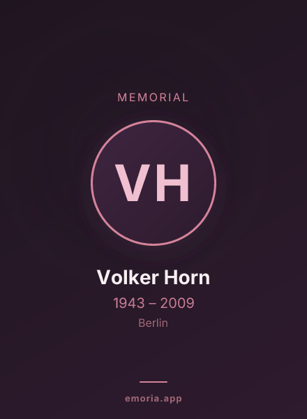 Memorial portrait of Volker Horn