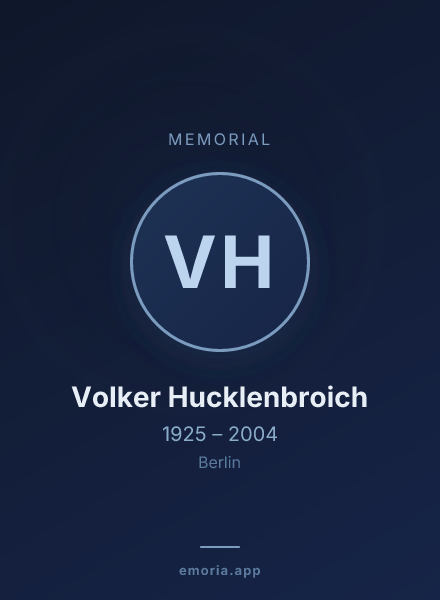 Memorial portrait of Volker Hucklenbroich