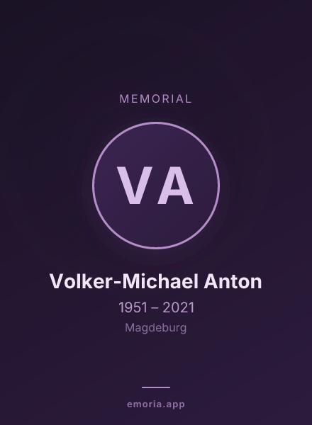 Memorial portrait of Volker-Michael Anton