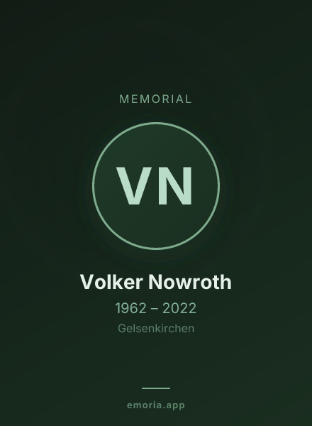 Memorial portrait of Volker Nowroth
