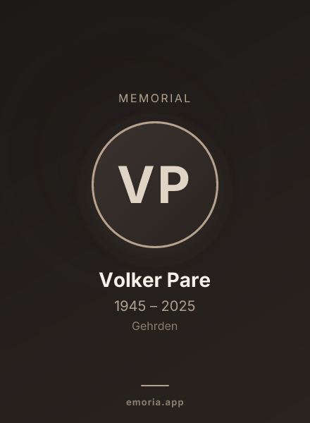 Memorial portrait of Volker Pare