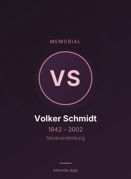 Memorial portrait of Volker Schmidt