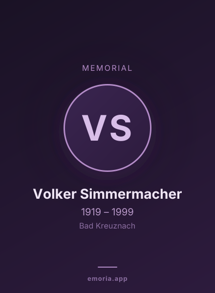 Memorial portrait of Volker Simmermacher