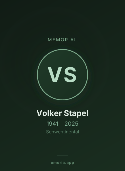 Memorial portrait of Volker Stapel