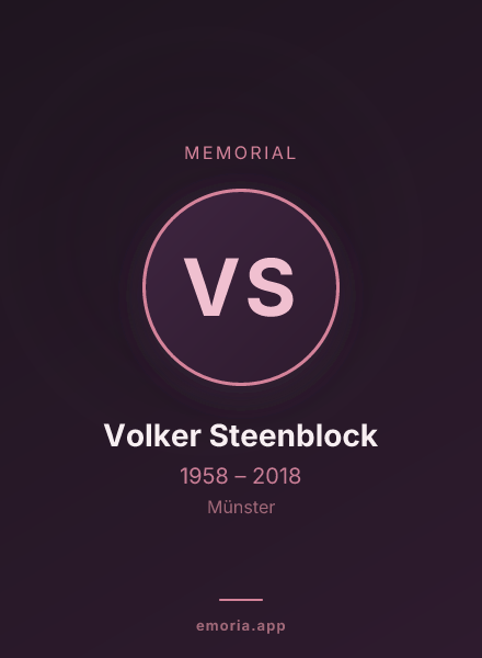 Memorial portrait of Volker Steenblock
