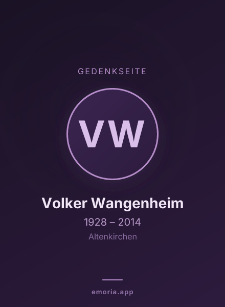 Gedenkportrait von Volker Wangenheim