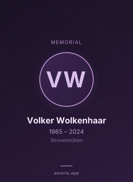 Memorial portrait of Volker Wolkenhaar