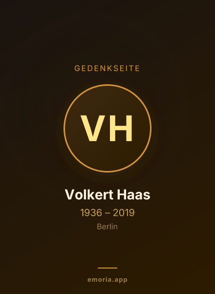 Gedenkportrait von Volkert Haas