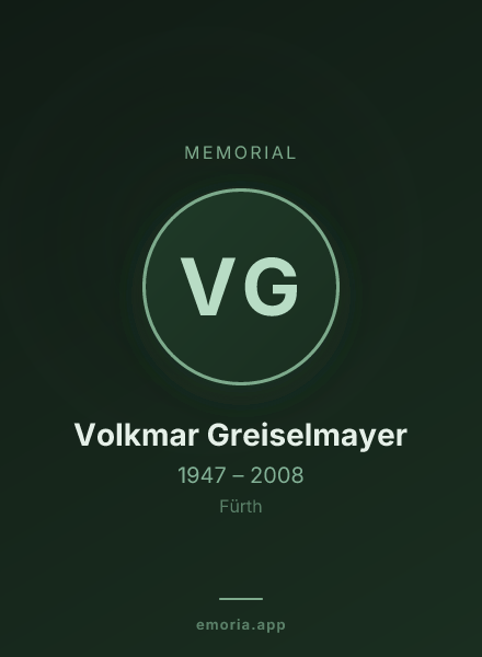 Memorial portrait of Volkmar Greiselmayer