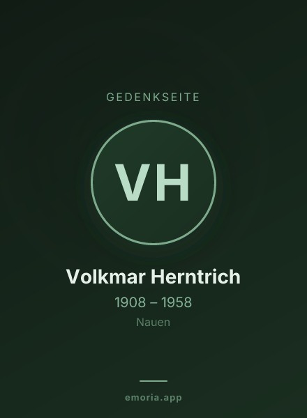 Gedenkportrait von Volkmar Herntrich