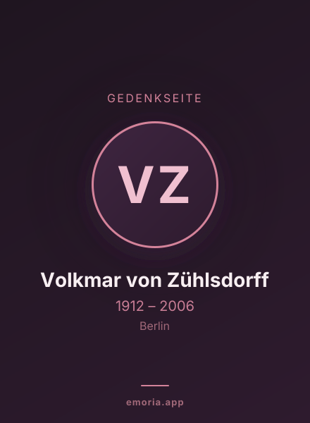 Gedenkportrait von Volkmar von Zühlsdorff