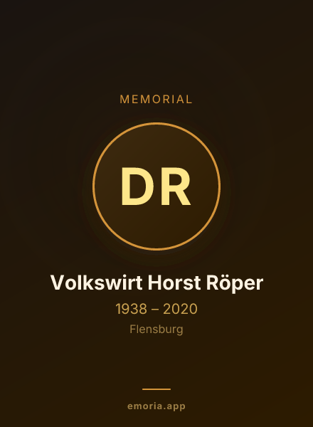 Memorial portrait of Dipl. Volkswirt Horst Röper