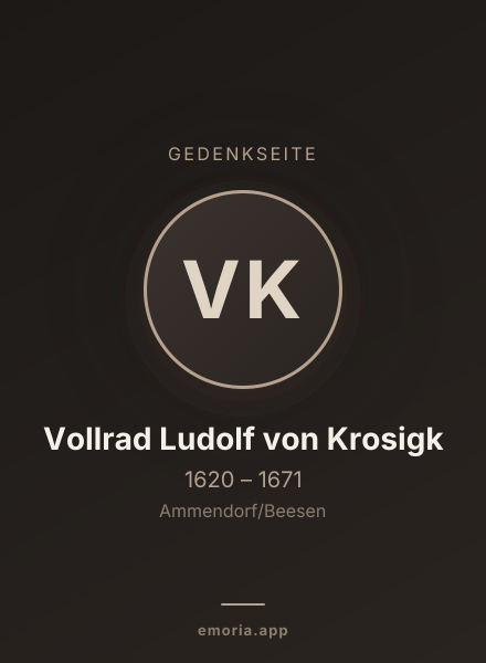 Gedenkportrait von Vollrad Ludolf von Krosigk