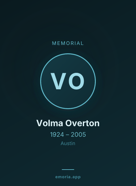 Memorial portrait of Volma Overton