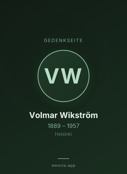 Gedenkportrait von Volmar Wikström