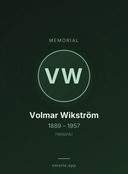 Memorial portrait of Volmar Wikström