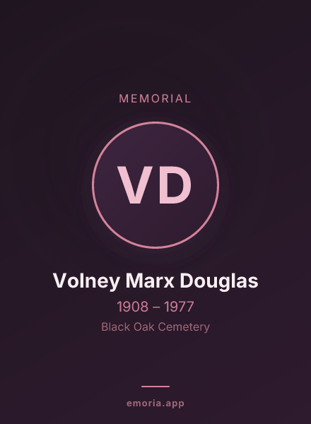 Memorial portrait of Volney Marx Douglas