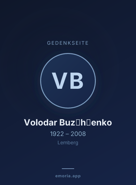 Gedenkportrait von Volodar Buz︠h︡enko