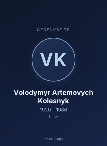 Gedenkportrait von Volodymyr Artemovych Kolesnyk