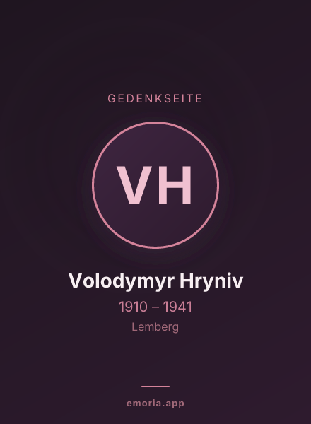 Gedenkportrait von Volodymyr Hryniv