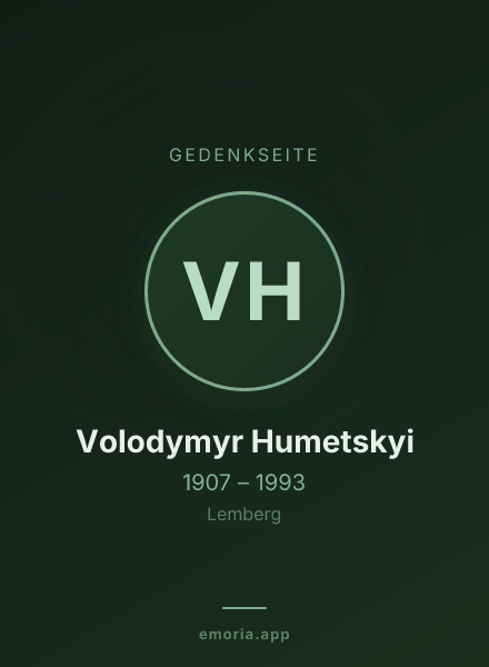 Gedenkportrait von Volodymyr Humetskyi